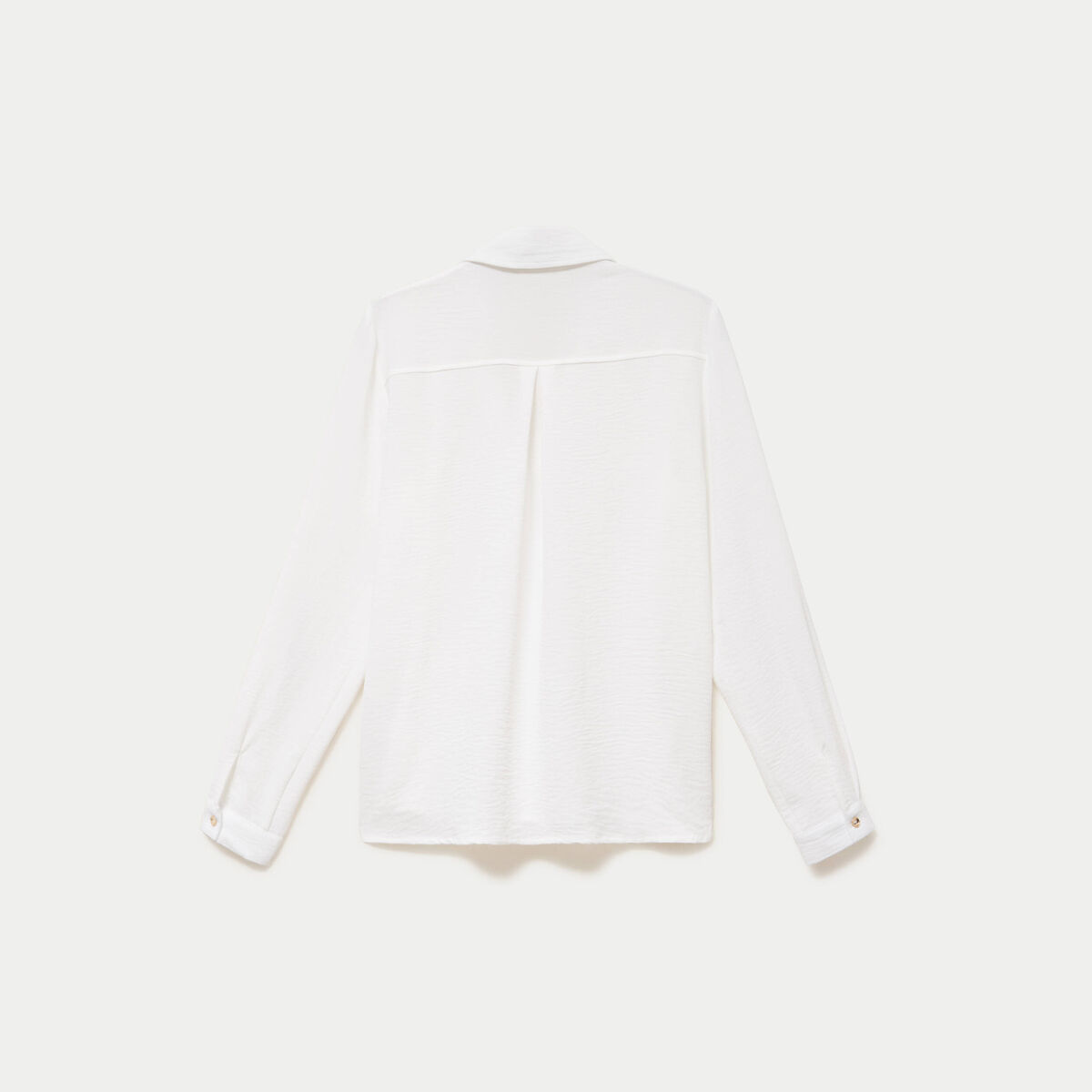 Chemise droite pliss&eacute;e manches longues ecru femme