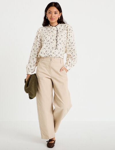 Chemise droite manches longues multicolore femme