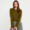 Gilet boutonn&eacute; manches longues vert olive femme