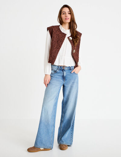 Gilet sans manches effet polaire marron clair femme