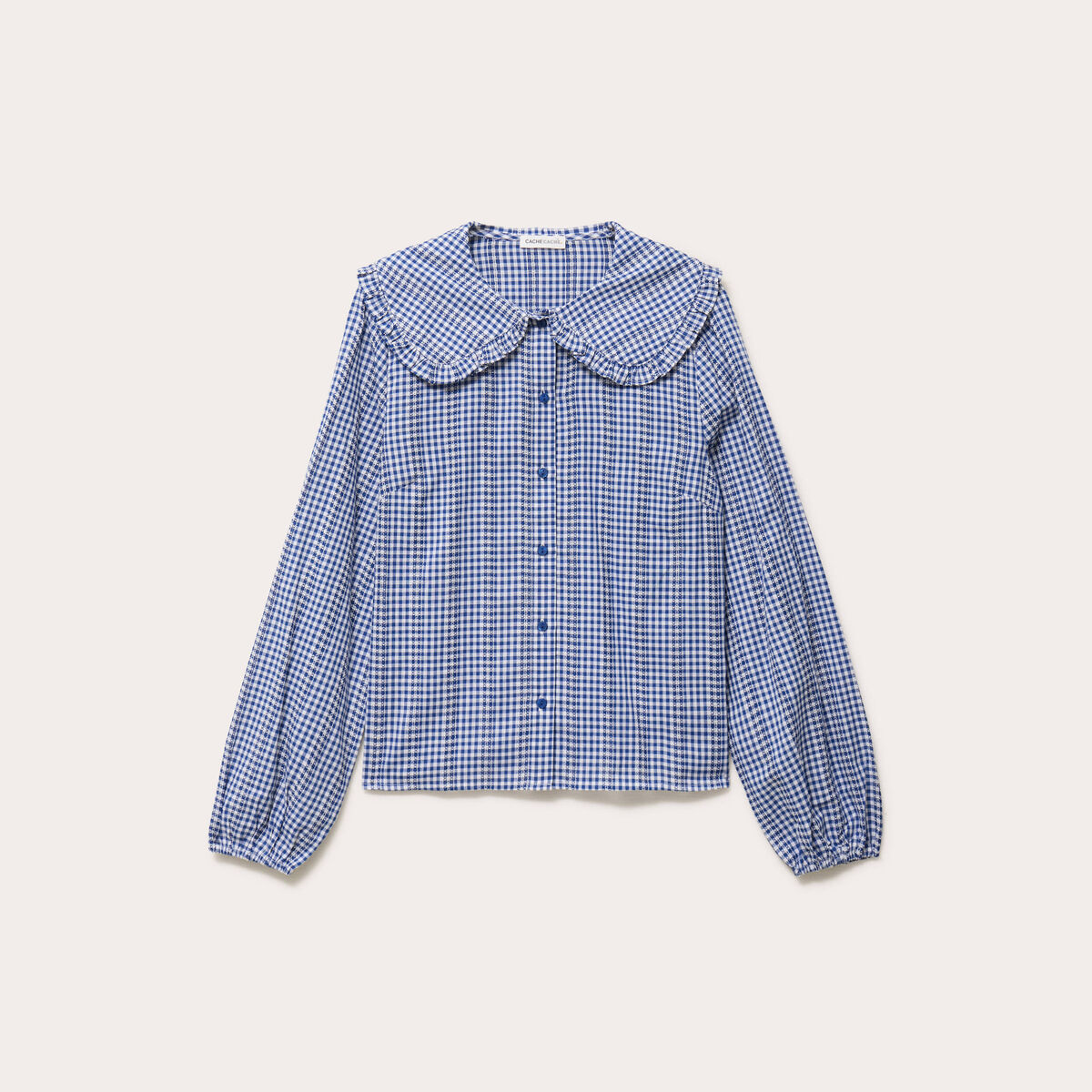 Blouse col claudine bleu roi femme
