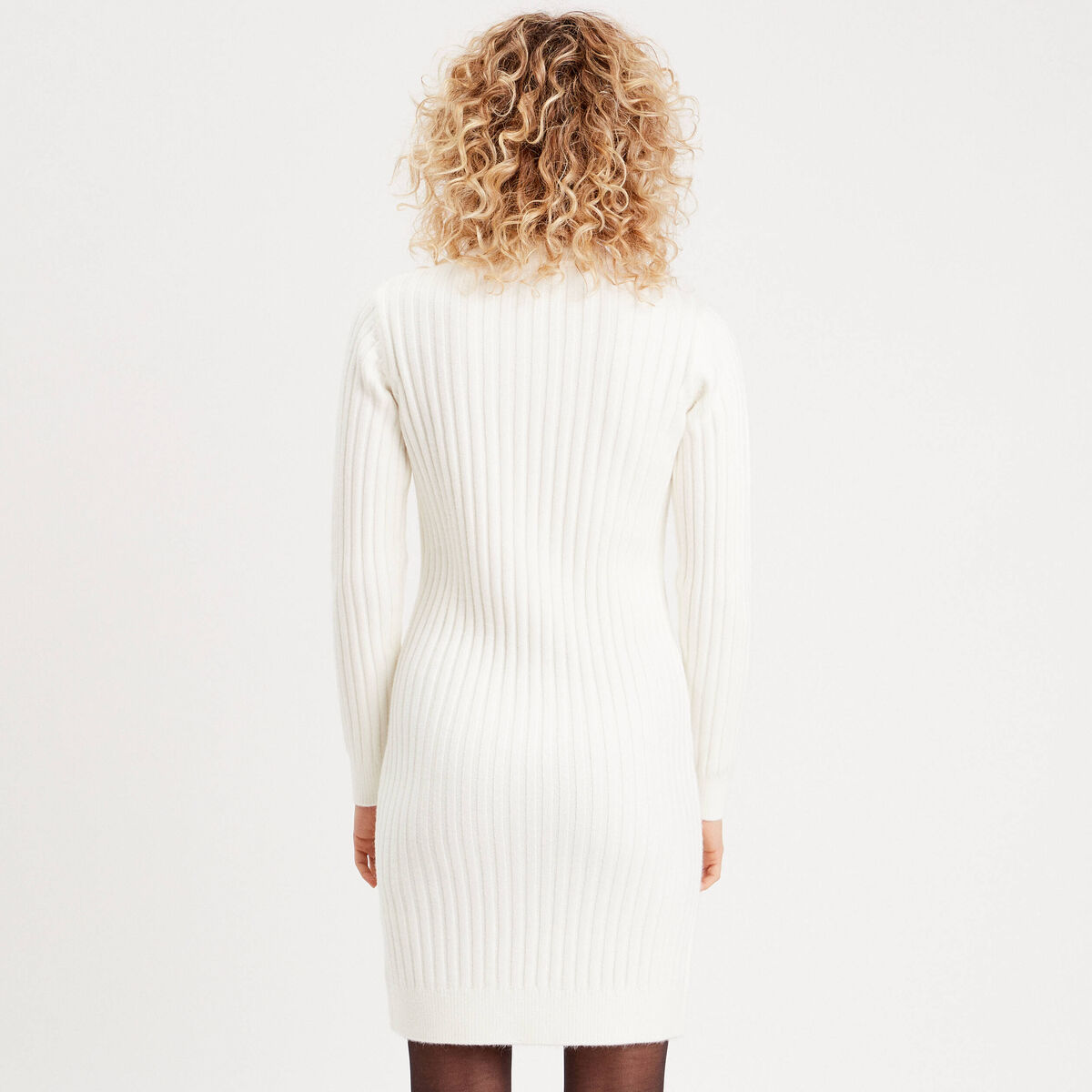 Robe pull &agrave; torsades ecru femme