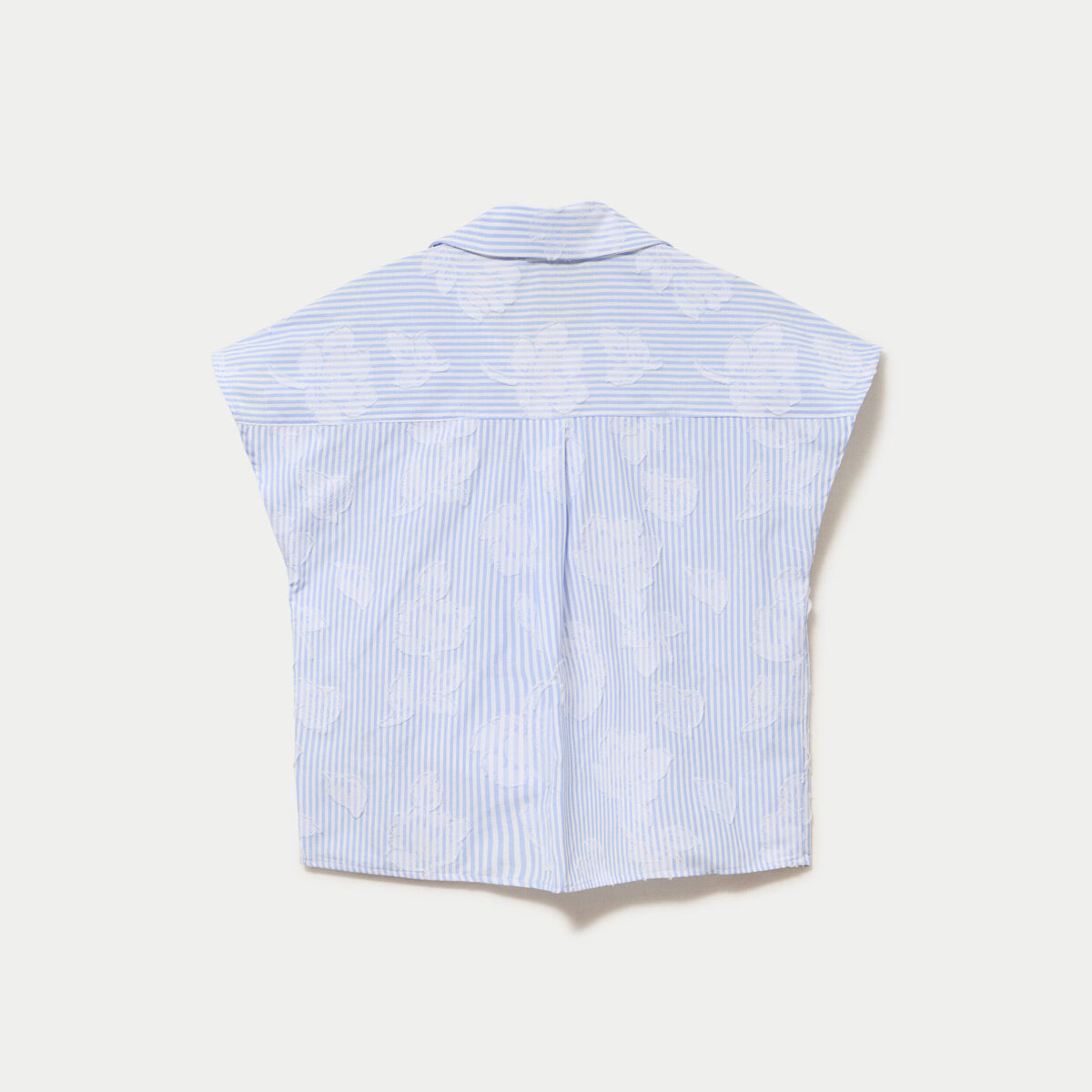 Chemise sans manches col am&eacute;ricain bleu ciel femme