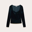 Top ajust&eacute; velours bleu canard femme