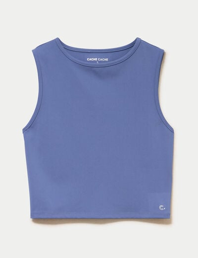 D&eacute;bardeur col rond bleu fonc&eacute; femme