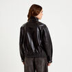 Veste effet boule en similicuir noir femme