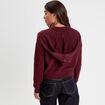 Pull &agrave; capuche manches longues violet fonc&eacute; femme