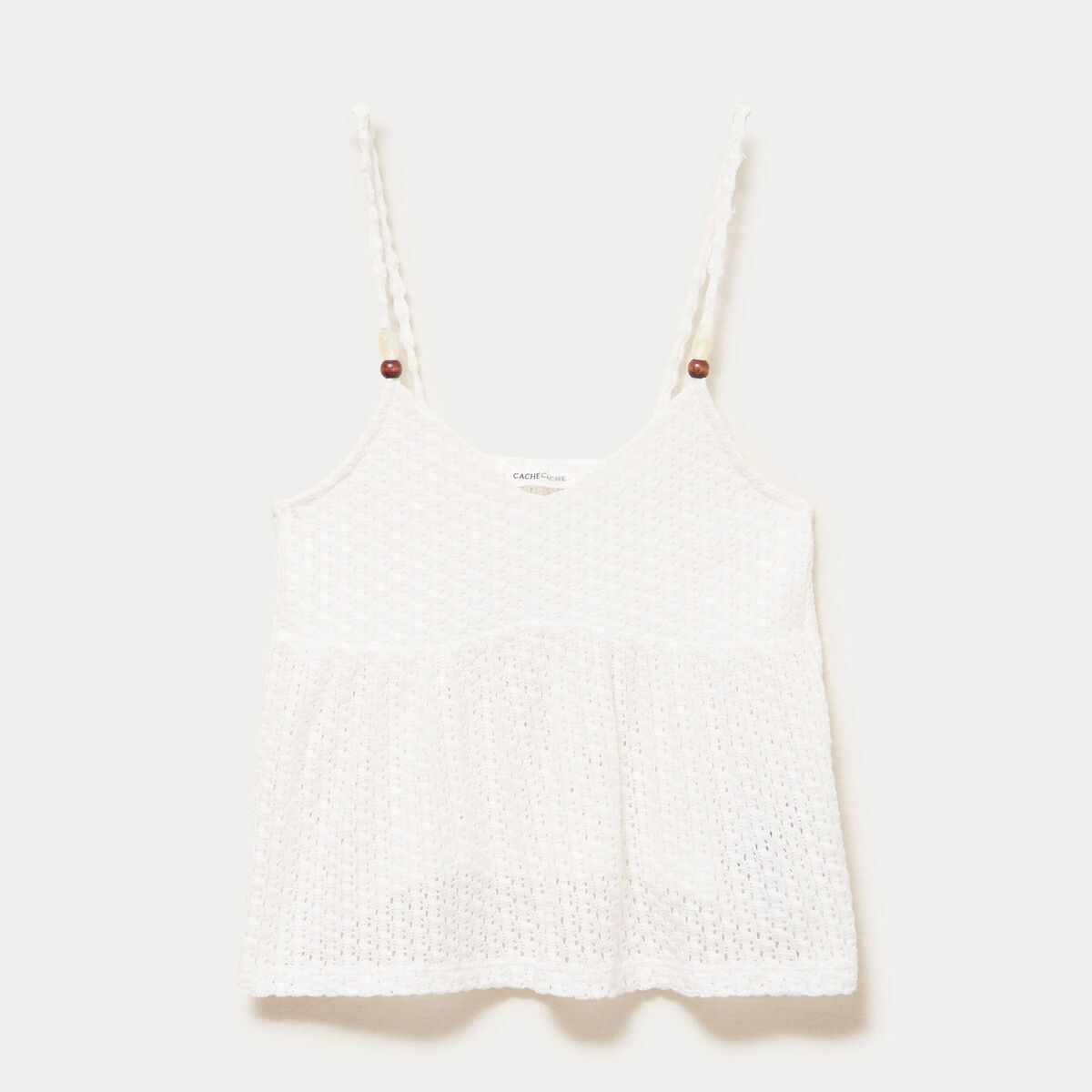 D&eacute;bardeur crochet d&eacute;tail de perles ecru femme