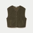 Gilet sans manches effet polaire vert kaki femme