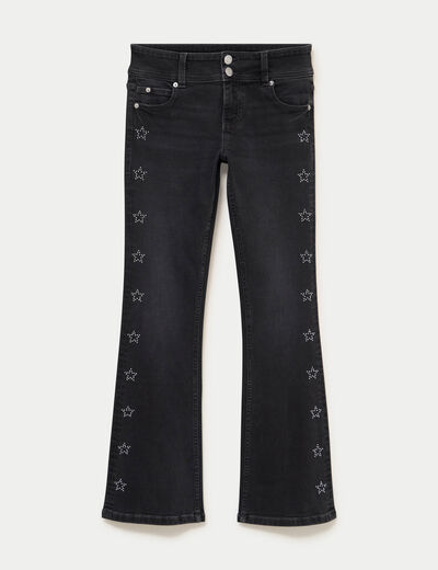 Jean bootcut taille basse denim noir femme