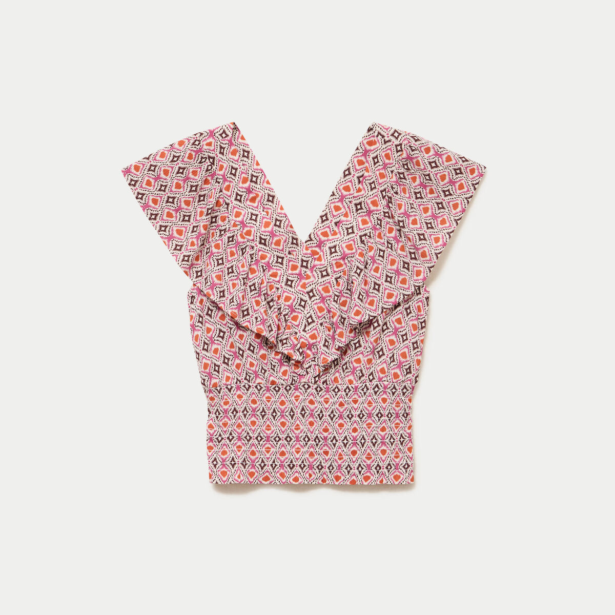 Blouse cintr&eacute;e cropped sans manches blanc femme