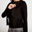 Gilet droit sans manches aspect daim noir femme