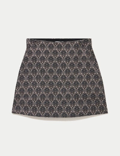 Jupe-short trap&egrave;ze courte stretch gris femme