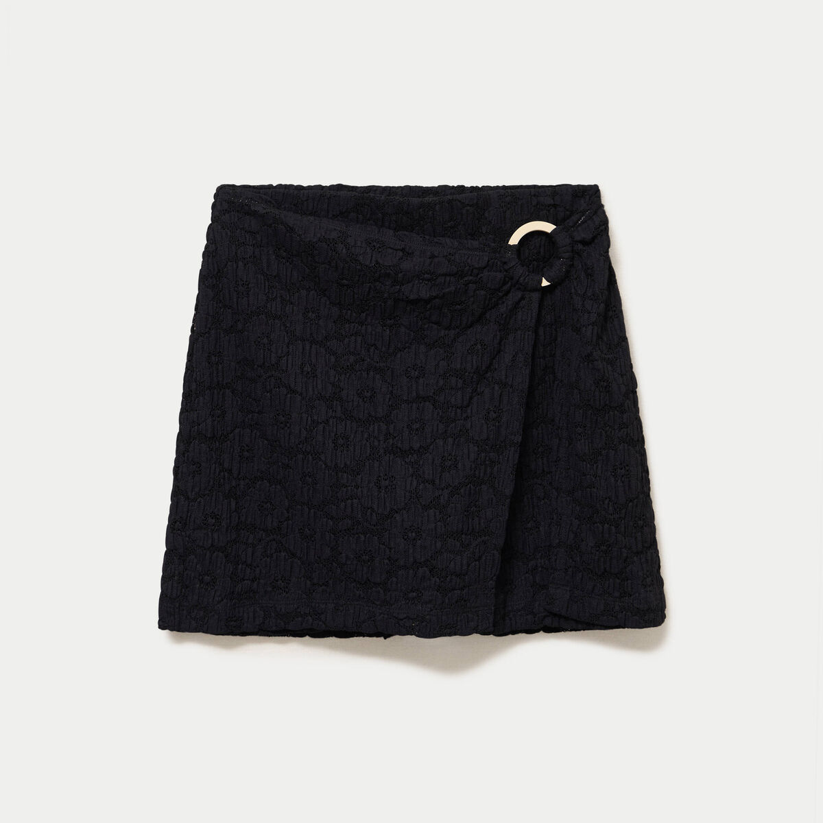 Jupe-short &eacute;vas&eacute;e en maille noir femme