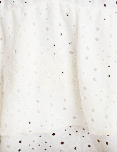 Blouse d&eacute;collet&eacute; manches courtes ecru femme