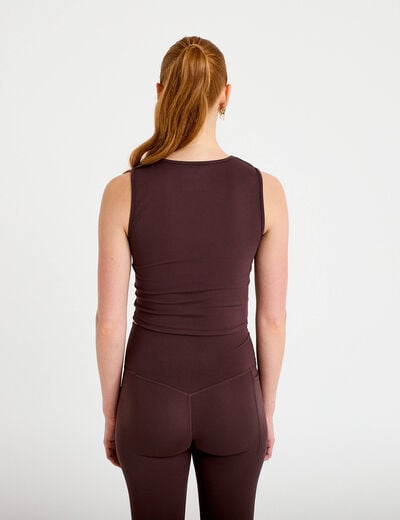 D&eacute;bardeur col rond activewear marron fonc&eacute; femme
