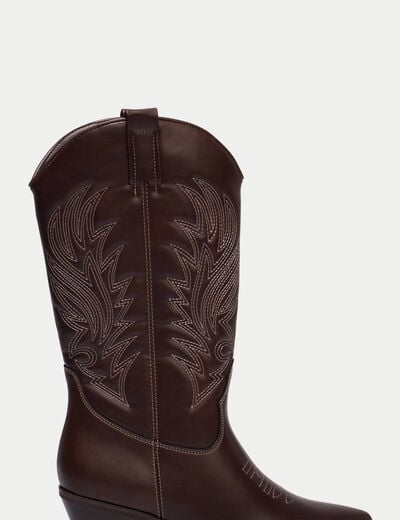 Bottes esprit western marron femme