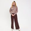 Sweat col roul&eacute; manches longues terracotta femme