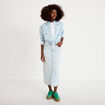 Jupe droite midi en jean 5 poches denim bleach femme