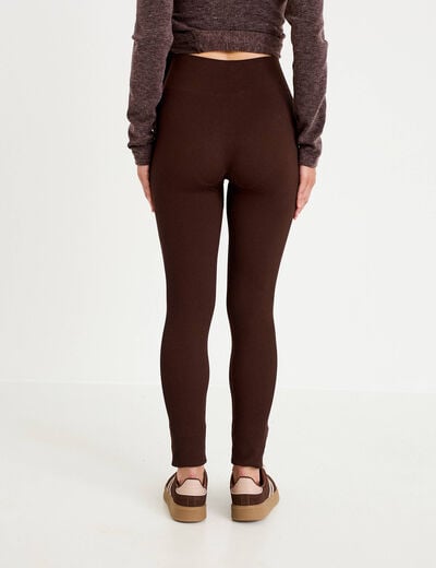 Leggings taille haute sans couture marron fonc&eacute; femme