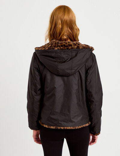 Parka r&eacute;versible &agrave; capuche noir femme