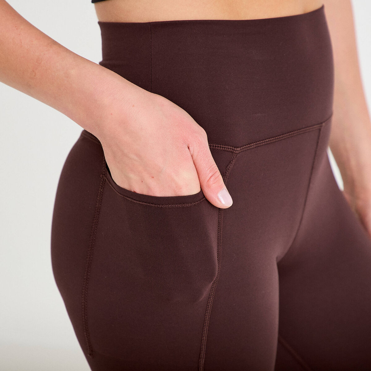 Legging taille haute marron fonc&eacute; femme
