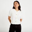 Blouse droite manches courtes ecru femme