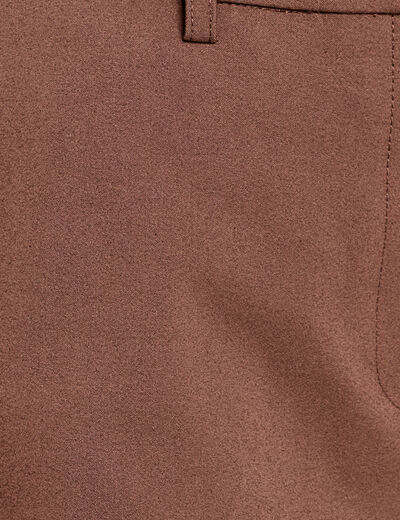 Pantalon cigarette ceintur&eacute; marron fonc&eacute; femme