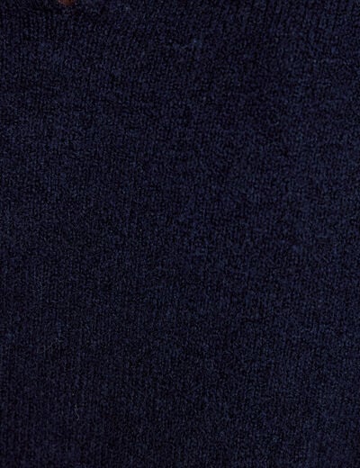 Pull col rond vichy manches longues bleu marine femme