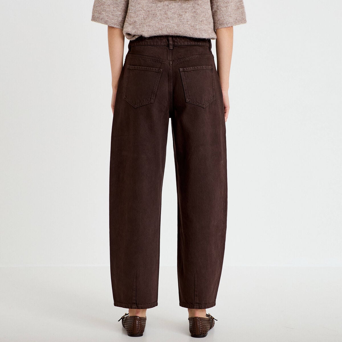Jean bootcut taille standard marron fonc&eacute; femme