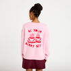 Sweat oversize col rond manches longues rose clair femme