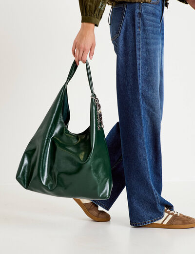 Sac avec pendentif charms vert fonc&eacute; femme