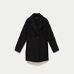 Manteau droit mi-long col tailleur noir femme