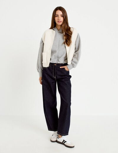 Sweat &agrave; capuche bas resserr&eacute; gris fonc&eacute; femme