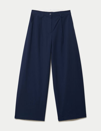 Pantalon barrel taille standard bleu marine femme