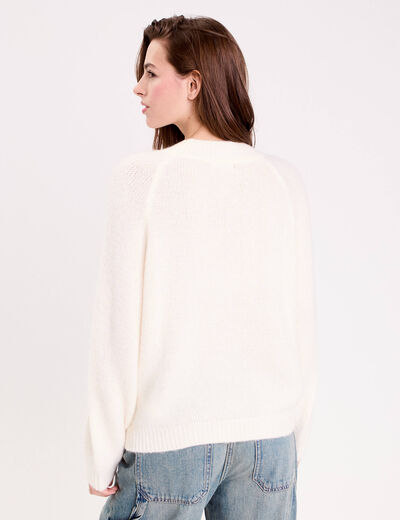 Pull manches longues ecru femme