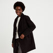 Manteau droit mi-long col tailleur noir femme