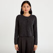 Gilet boutonn&eacute; manches longues gris fonc&eacute; femme