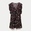 Robe &eacute;vas&eacute;e cr&ecirc;pe col v manches courtes noir femme