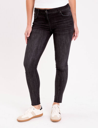 Jean skinny taille basse denim noir femme