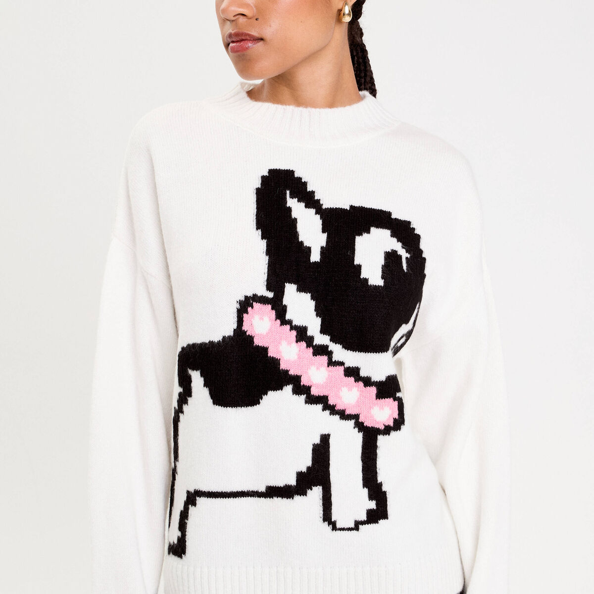 Pull manches longues ecru femme