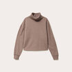 Sweat col roul&eacute; manches longues terracotta femme