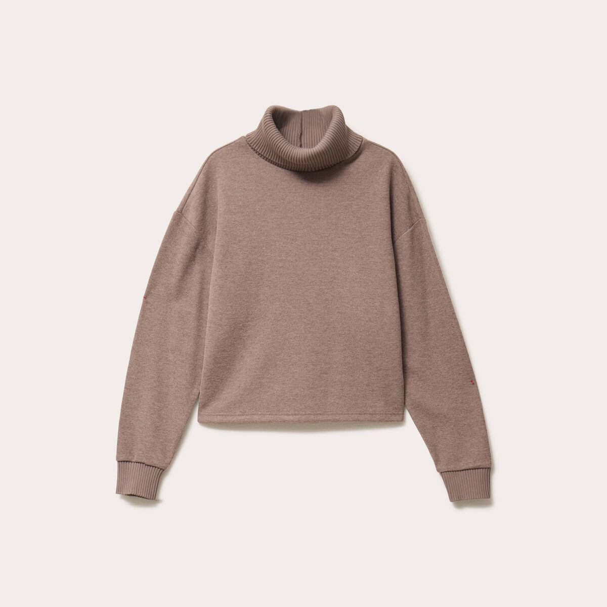 Sweat col roul&eacute; manches longues terracotta femme