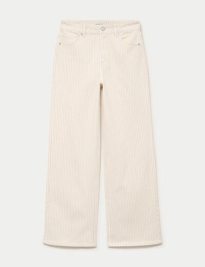 Jean bootcut taille haute beige femme