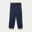 Pantalon chino 7/8&egrave;me taille &eacute;lastiqu&eacute;e bleu marine femme