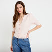 Pull manches courtes boutons brod&eacute;s rose clair femme