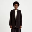 Blazer oversize brillant manches longues noir femme