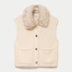 Gilet manches courtes fausse fourrure ecru femme