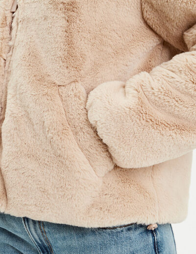Parka r&eacute;versible &agrave; capuche beige femme