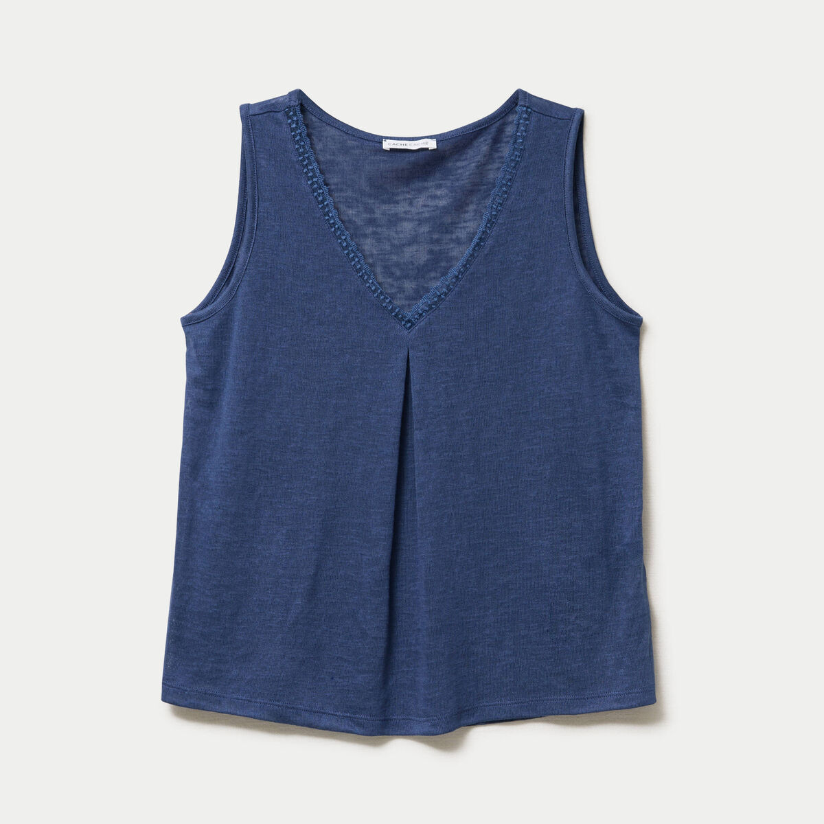 D&eacute;bardeur col v bleu fonc&eacute; femme